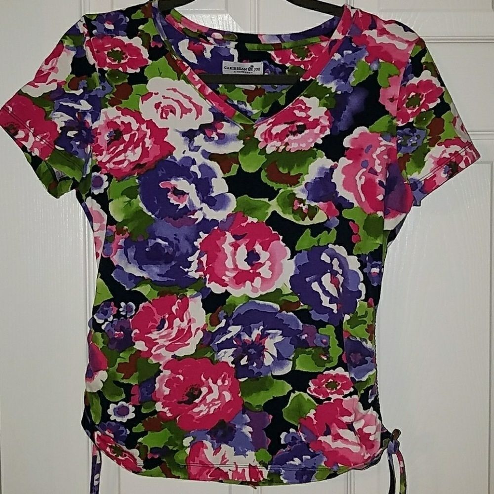 Caribbean Joe bright floral top Sz. S